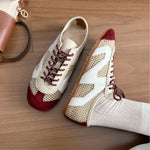 Load image into Gallery viewer, Color-Block Mesh Lace-Up Flats Women Breathable N6G247