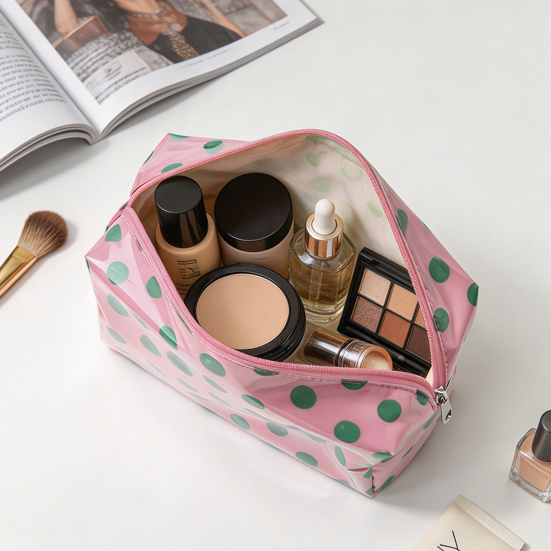 Unisex Waterproof Polka Dot PVC Cosmetic Bag N6J240