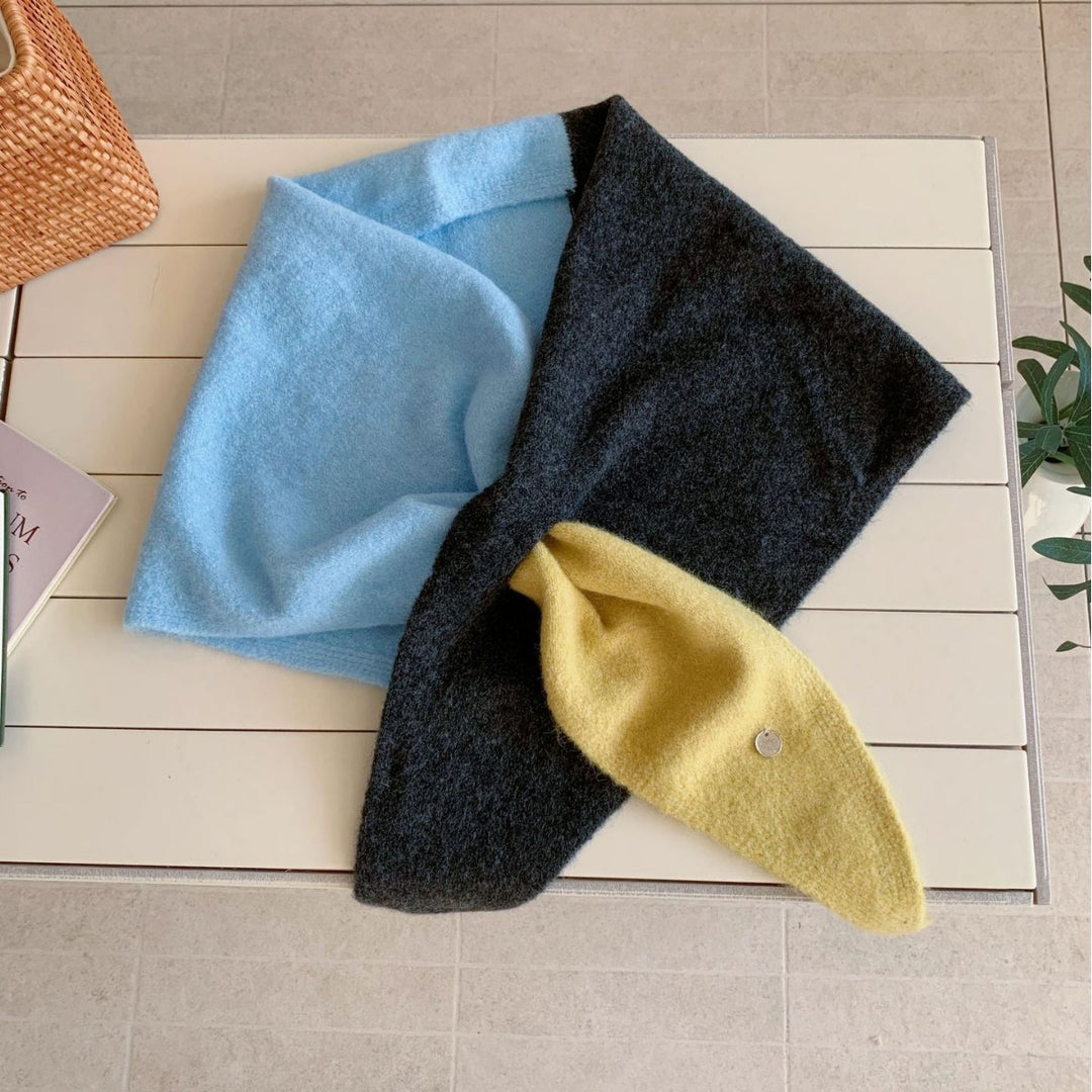 Color-Block Patchwork Triangle Scarf Shawl Women N6H310