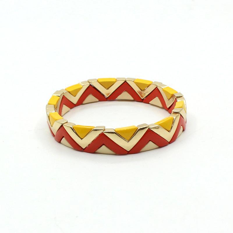 Wave Triangle Links Cuff Enamel Steel Elastic S5P142