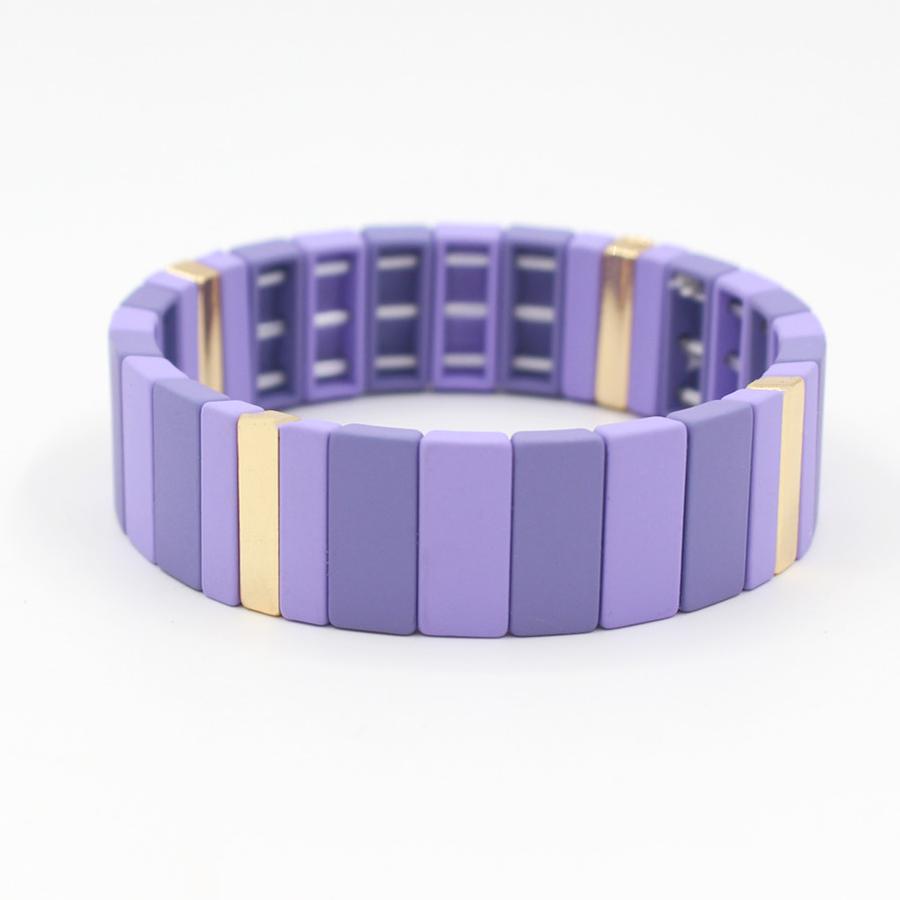 Enamel Bead Geometric Bangle Alloy Violet Matte S5P181