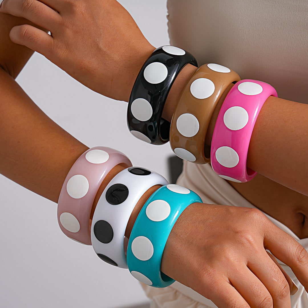 Dopamine Resin Round Polka Dot Bangle Women N6H079