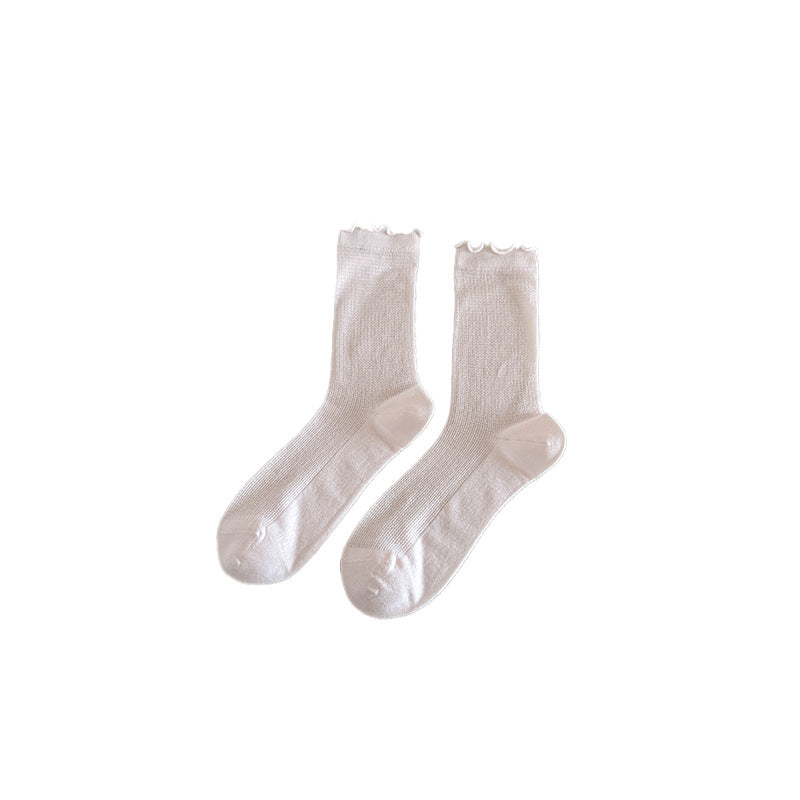 Silk Mesh Ruffle Socks Women N6C164