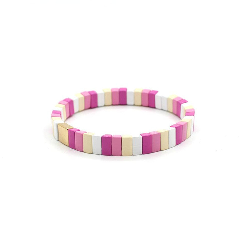 Enamel Strand Elastic Bracelet Hand-Strung Spliced  S5P265