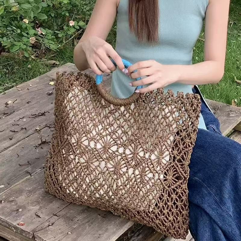 Straw Tote Bag Summer Beach Boho Crossbody Purse N6F056