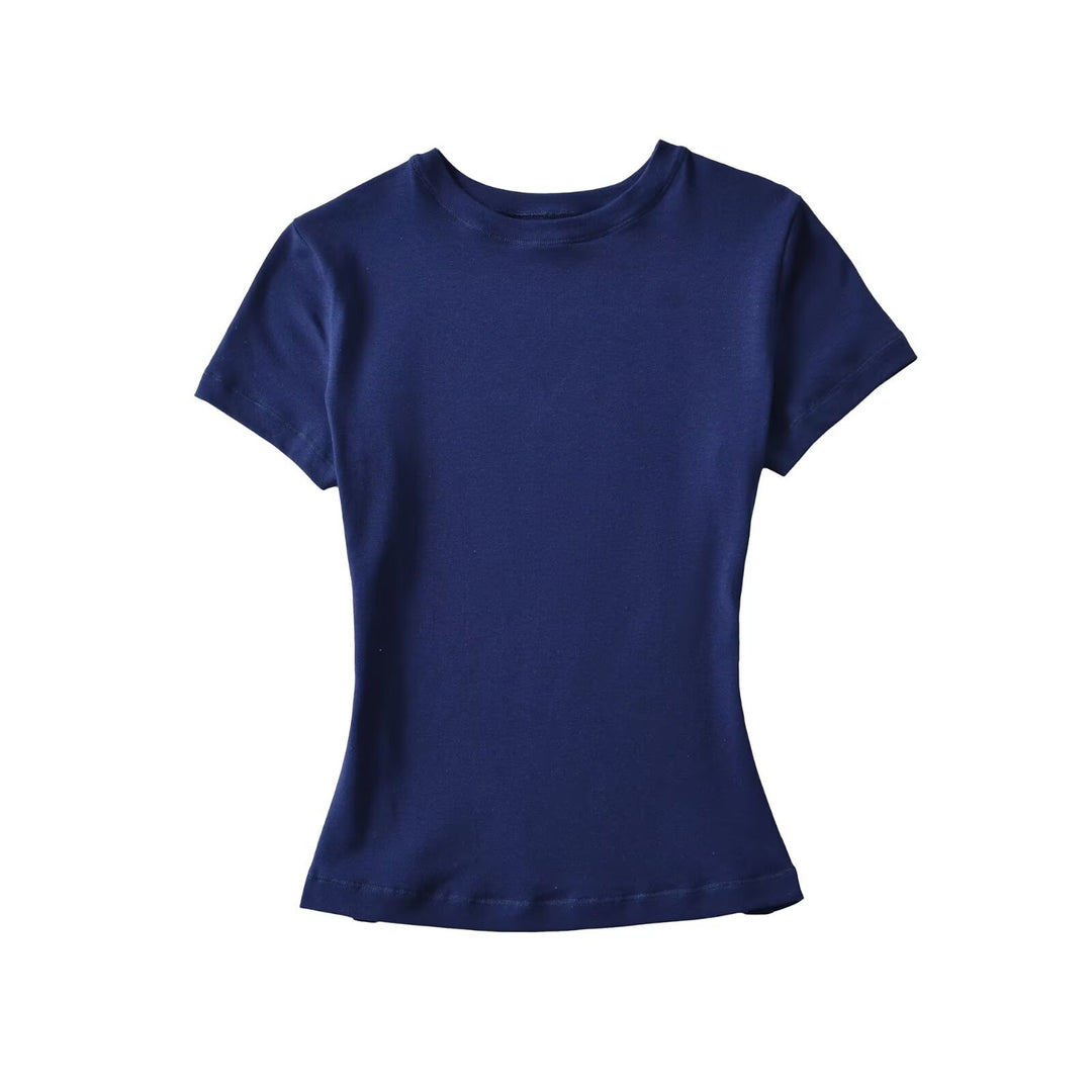 Fitted Round Neck Short Sleeve T-shirt Women N6D086
