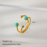 Load image into Gallery viewer, Royal Oval Stone Ring Steel Adjustable Open Band S5P014
