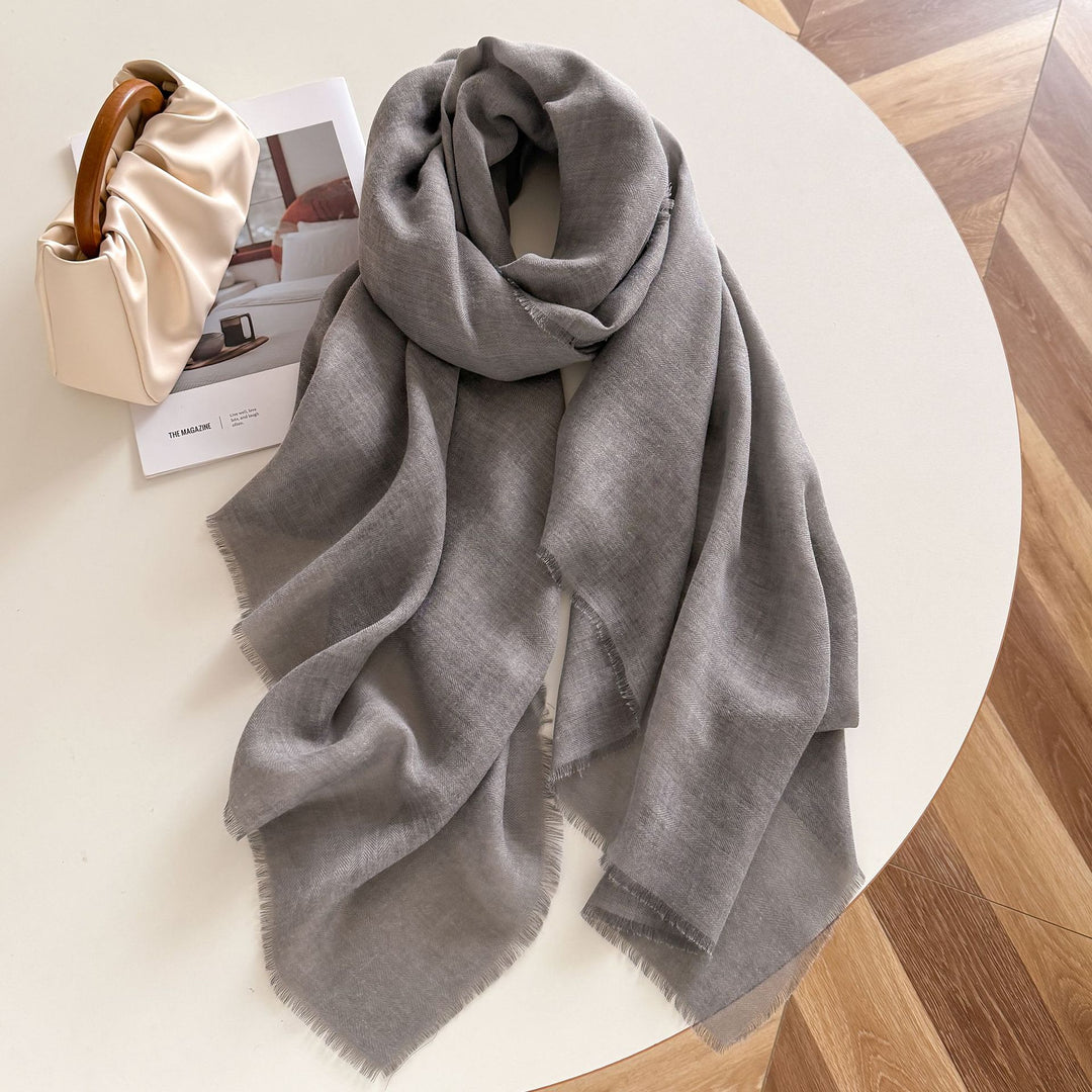 Lightweight Solid Raw Edge Shawl Scarf Women Travel N6H246