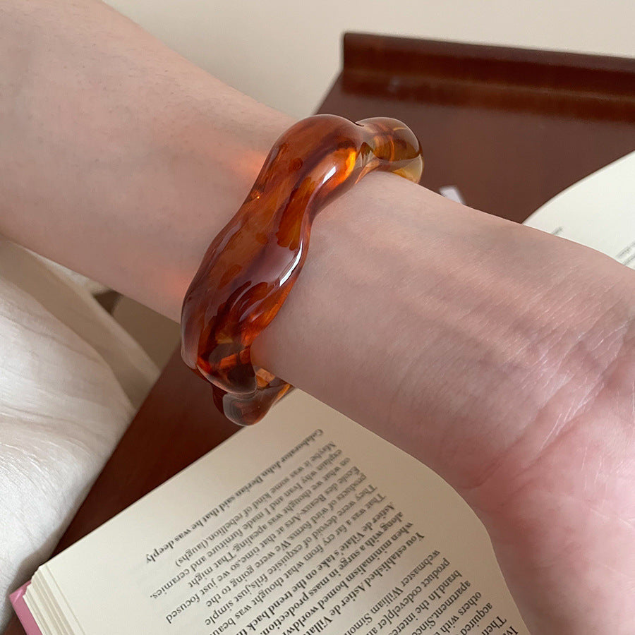 Acrylic Irregular Flower Geometric Open Cuff Bracelet N6F090