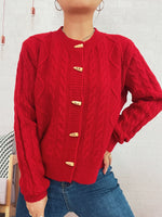 Load image into Gallery viewer, Cable Button Round Cardigan Mid Heavy Options N5Z901
