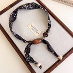 Load image into Gallery viewer, Womens Brown Leopard Print Beaded Scarf Necklace N6K279