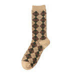 Load image into Gallery viewer, Diamond Pattern Double Knit Cotton Stackable Socks M5A031