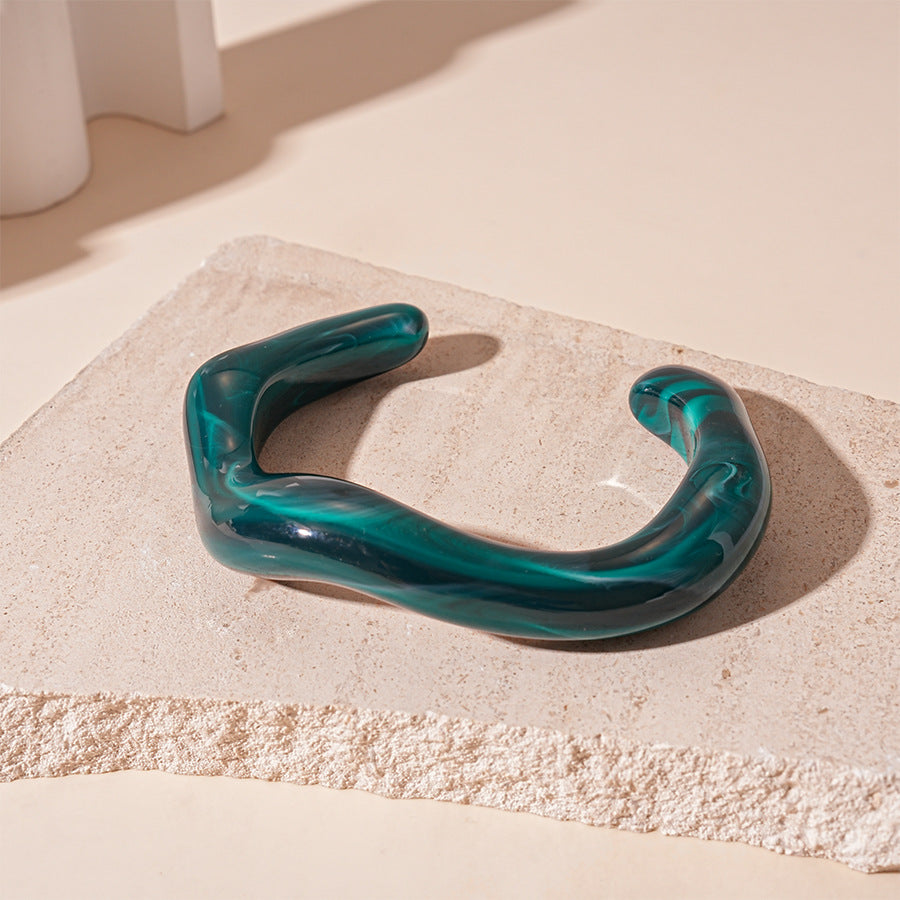 Freeform Marbled Bangle Acrylic Multi-Tone Circular  S5P071