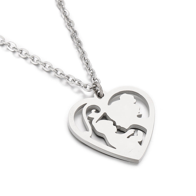 Openwork Heart Pendant Necklace Mother's Day N6D540