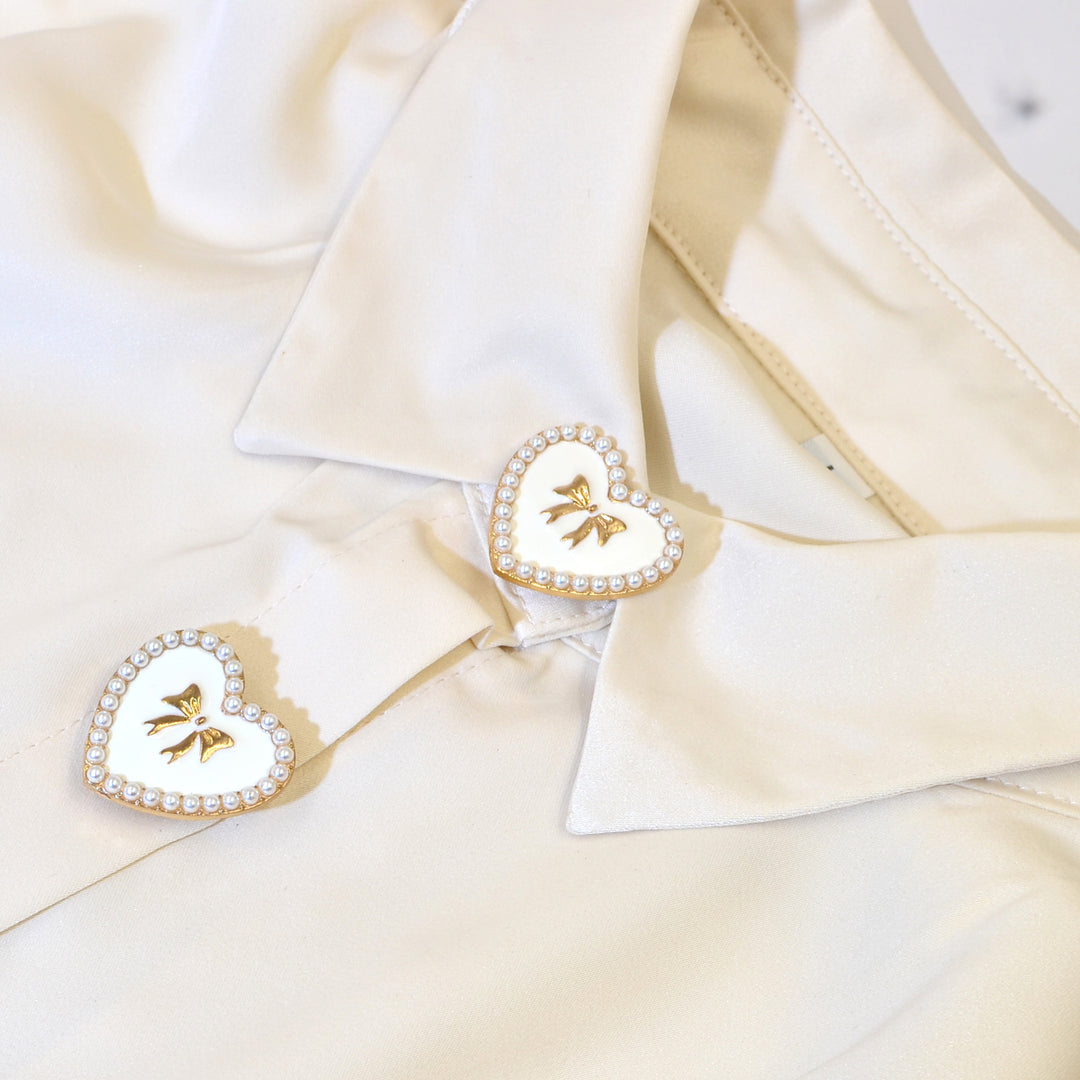 Heart Cuff Cover Brooch Rhinestone Shirt Button CharmN6G126