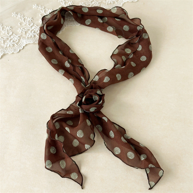 Rose Dot Chiffon Scarf Belt Neck Wrap N6D005
