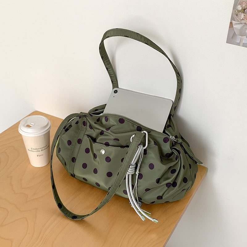 Polka Dot Shoulder Bag Women Pillow Nylon N6F054