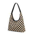 Load image into Gallery viewer, Women's Leopard Print Checkered Plush Tote Bag N6J157