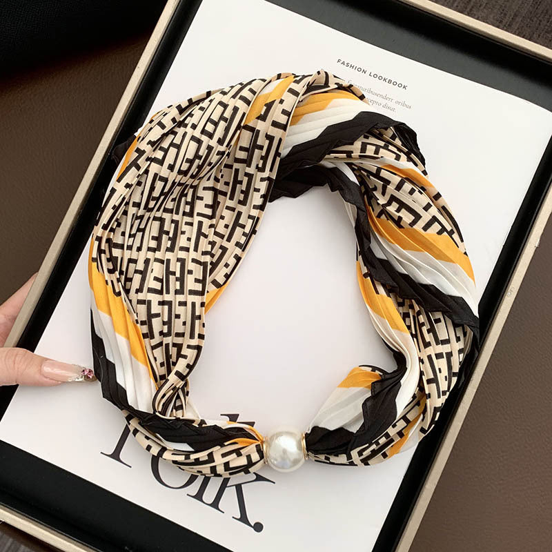 Magnetic Pearl Long Scarf Neck Warmer Women N6H112