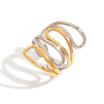 Load image into Gallery viewer, Line Two-Tone Ring Steel 18K Gold S5P025
