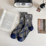 Load image into Gallery viewer, Contrast Floral Cotton Mid Calf Socks  M5A073