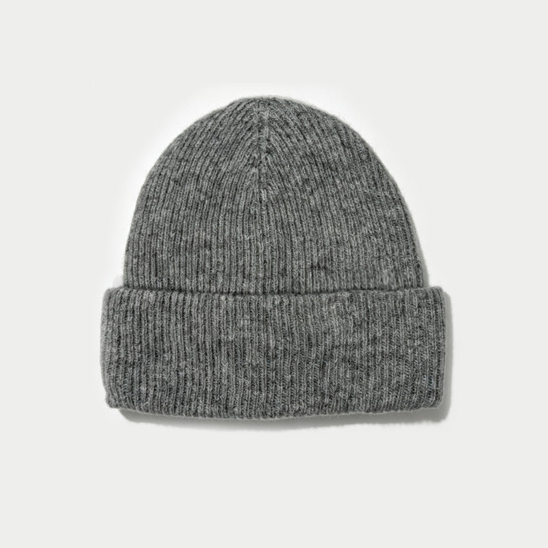 Double Layer Oversized Pure Wool Knit Beanie Women N6H211