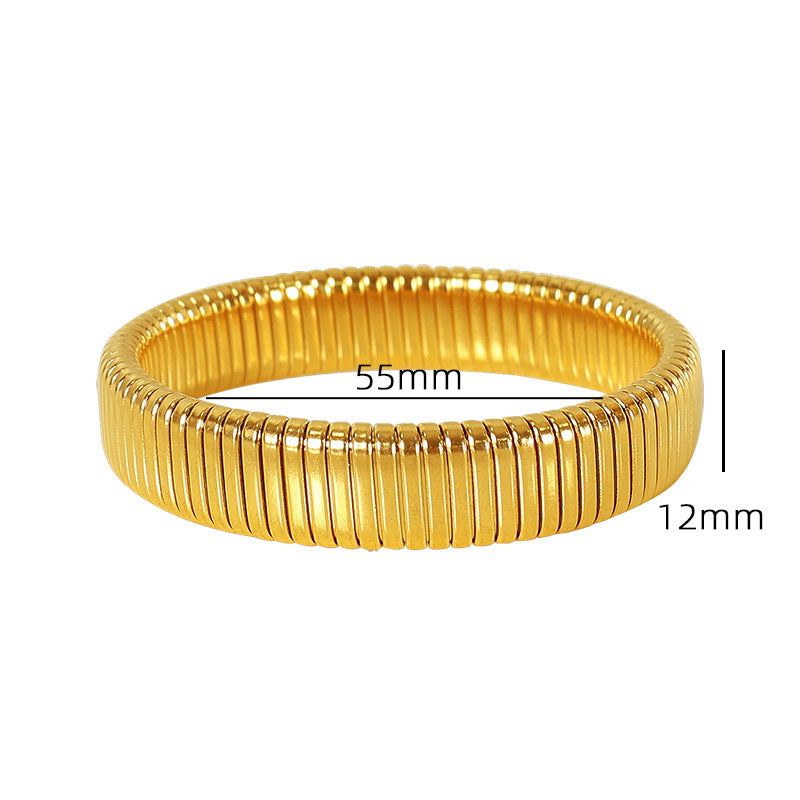 Titanium Steel Grooved Bangle Elastic Medical-Grade S5P253