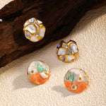Load image into Gallery viewer, Impressionist Earrings Steel 18K Gold Plated Textured S5P095