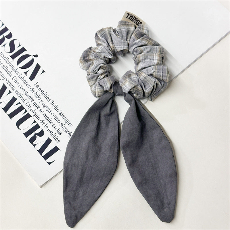 Vintage Plaid Big Bow Scrunchie Hair Tie Women N6H196