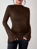 Load image into Gallery viewer, Puff Sleeve Ruffle Detail T-shirt Women N6C322