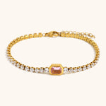 Load image into Gallery viewer, 3mm Zirconia Line Bracelet Steel 18K Plated S5P114
