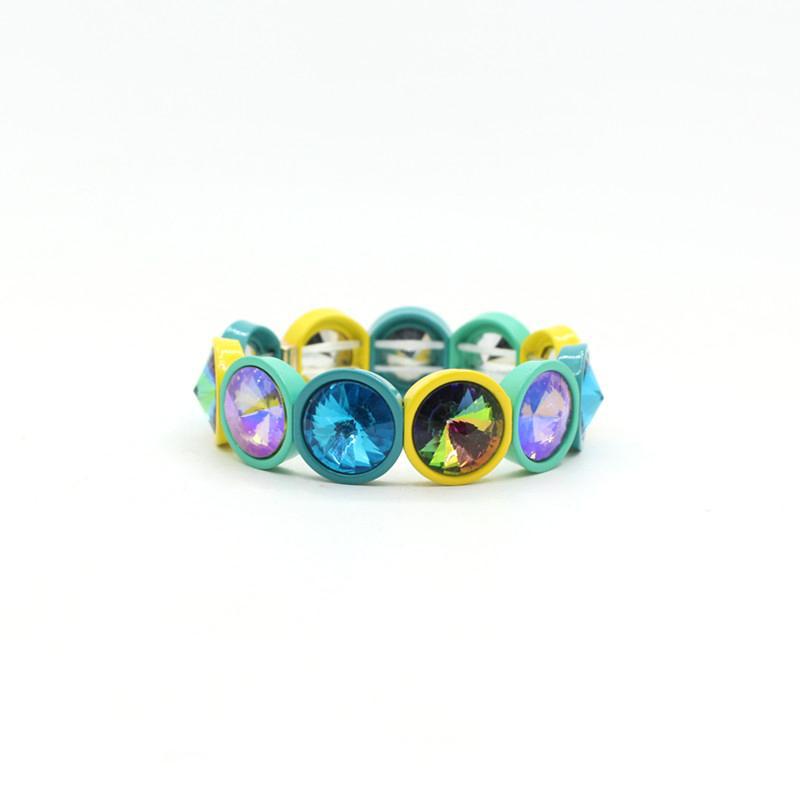 Enamel Flower Bangle Color Crystal Glass Stove S5P031
