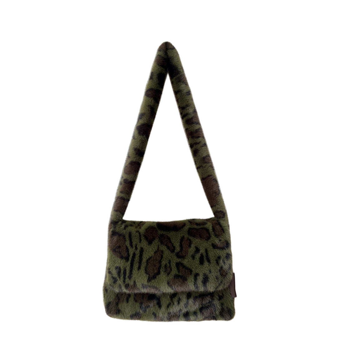 Women's Faux Fur Leopard Print Tote Bag N6J116