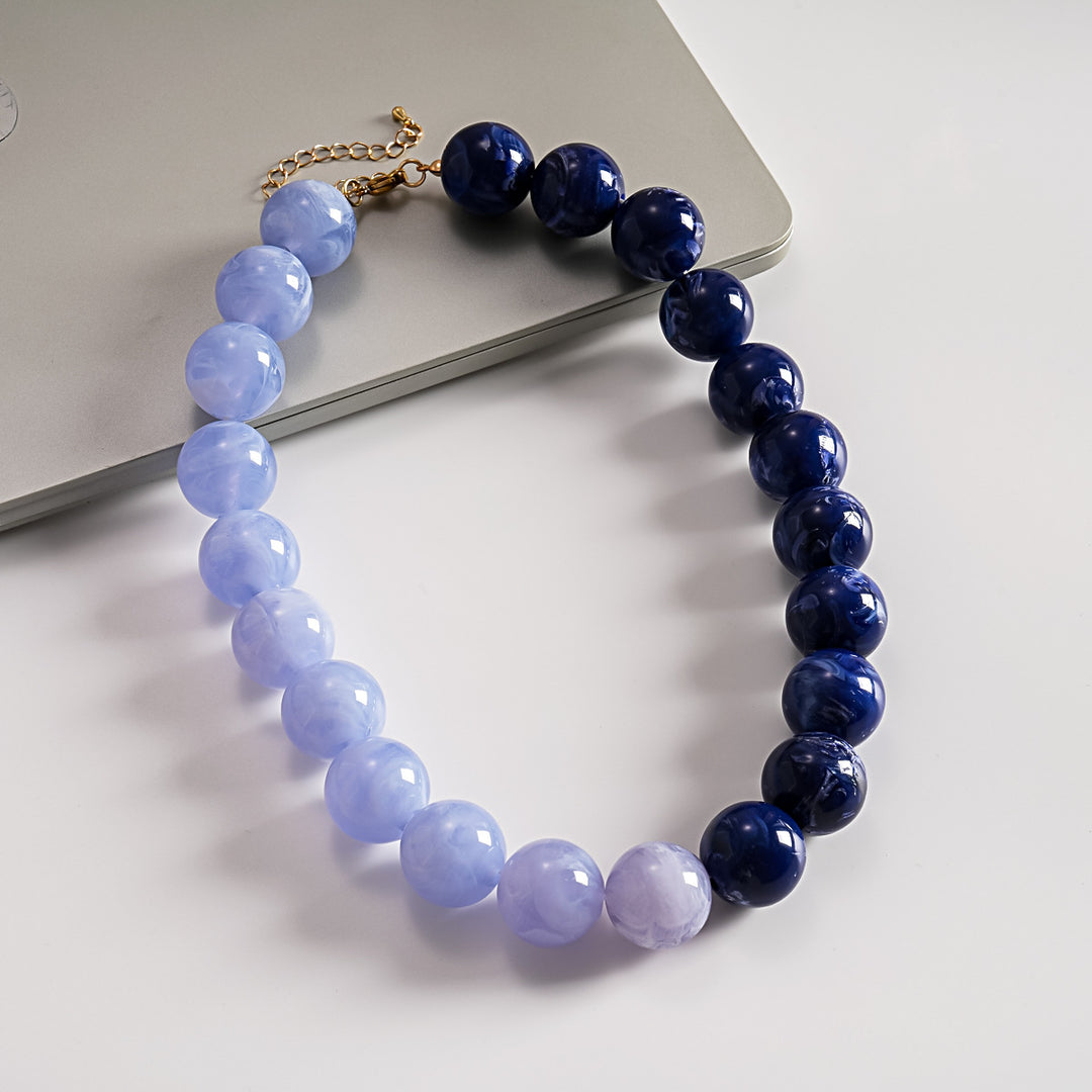 Acrylic Ombré Beaded Choker Statement Necklace N6H067