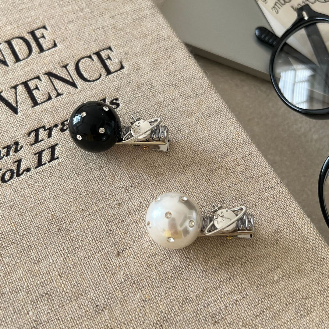 Luxury Rhinestone Pearl Saturn Duckbill Hair Clip N6H194