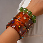 Load image into Gallery viewer, Vintage Resin Rhinestone Rivet Geometric Bangle Women N6H072