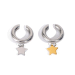 Load image into Gallery viewer, Pentagram Clip On Earrings  Dual Tone Gold Silver S5P122