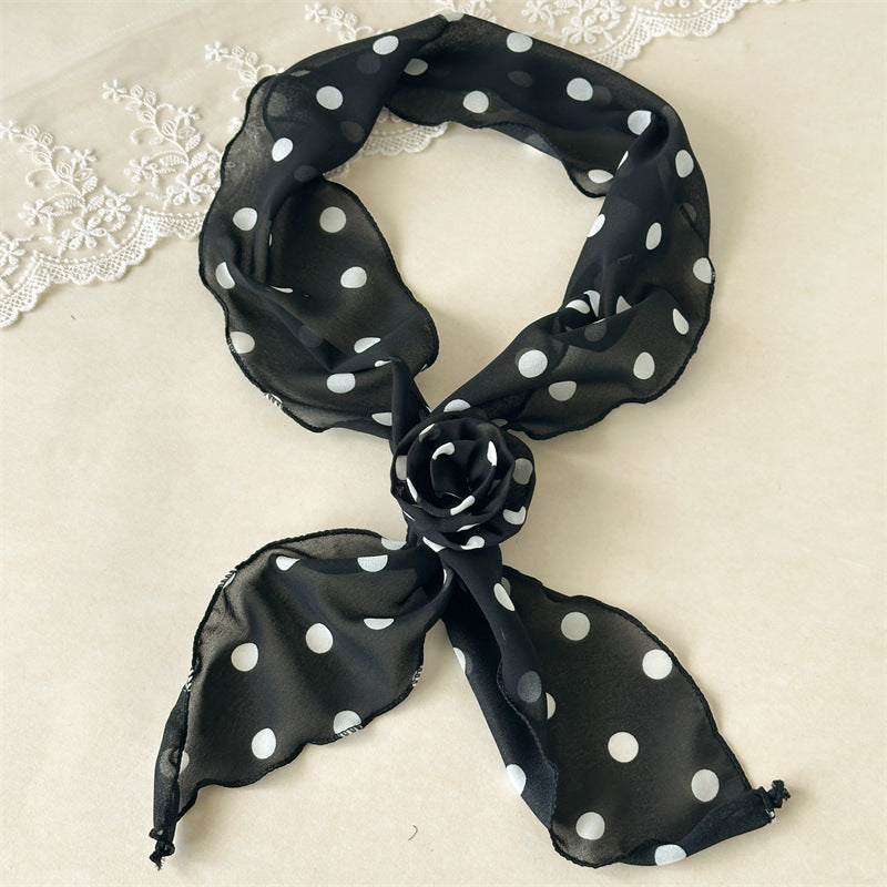 Rose Dot Chiffon Scarf Belt Neck Wrap N6D005