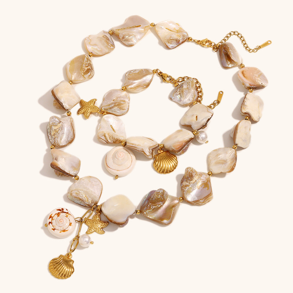 Baroque Shell Cuff Steel Gold Plated Coastal Motif  S5P222