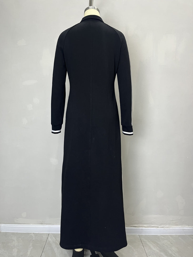 Button-Down Collar Full Skirt Sweatshirt Dress  N6C204