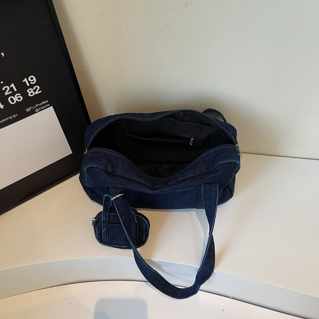Classic Denim Tote Bag High-Capacity Shoulder Carry S5P291