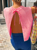Load image into Gallery viewer, Lace Up Back Knit Tank Top Women N6B037