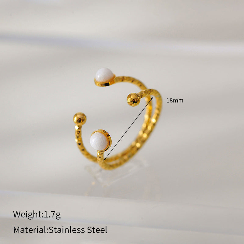 Royal Oval Stone Ring Steel Adjustable Open Band S5P014