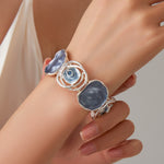 Load image into Gallery viewer, Colorful Enamel Rose Geometric Hollow Bangle N6F266