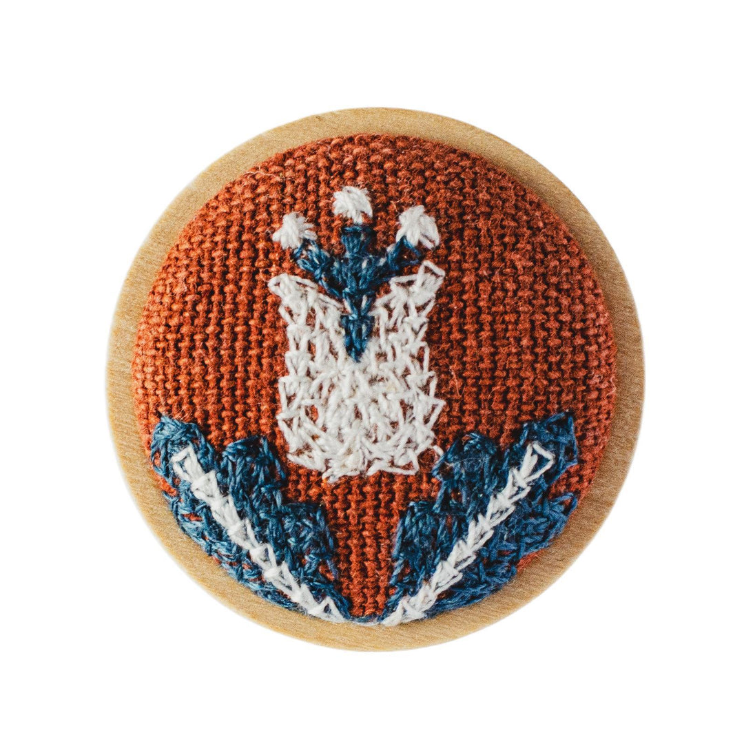 Handcrafted Wooden Brooch 3D Embroidery N6G009