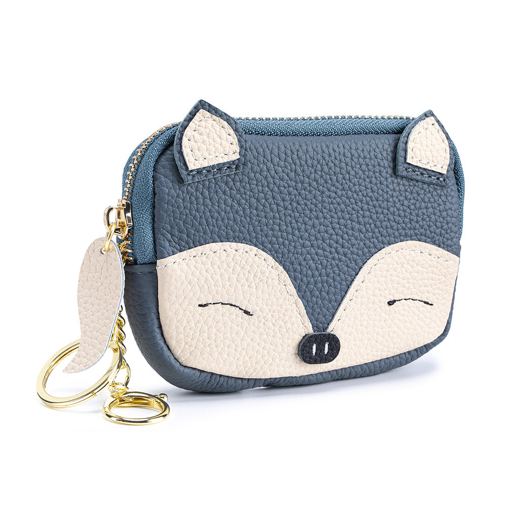 Cartoon Fox Embroidery Leather Coin Purse N6G052