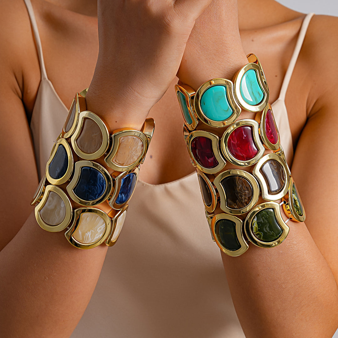 Vintage Acrylic Ombré Geometric Segment Bangle Women N6H082