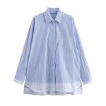 Load image into Gallery viewer, Striped Spliced Shirt Open Front Casual N6C093