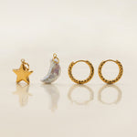 Load image into Gallery viewer, Star Moon Clip-On Earrings Steel 18K Gold-Plated S5P158