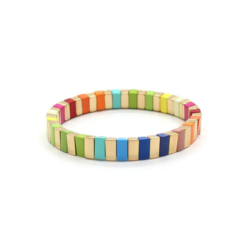 Enamel Strand Elastic Bracelet Hand-Strung Spliced  S5P265